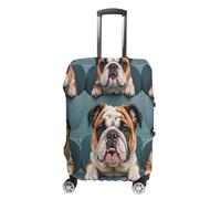 ERSTSNCK Funny English Bulldog Luggage Suitcase Covers Elastic Washable Cute Luggage Protector Travel Suitcase Protective Cover For Adult (Fit 19-32 Inch Luggages) X-Large, white, XL, Funny English