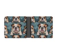 ERSTSNCK Funny English Bulldog Wallet for Men Bifold Rfid Blocking Slim Money Clip Front Pocket Wallet Card Holder