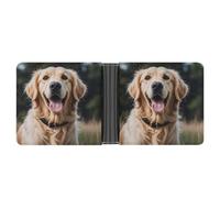 ERSTSNCK Funny Golden Retriever Wallet for Men Bifold Rfid Blocking Slim Money Clip Front Pocket Wallet Card Holder