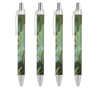 ERSTSNCK Funny Green Frogs Black Ballpoint Pens Fine Point (0.5mm) Black Ink Pen Retractable Ball Point Pens with Comfortable Full Grip for Journaling, And Office Writing Ideal 4 PCS