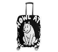 ERSTSNCK Funny Wolf Luggage Suitcase Covers Elastic Washable Cute Luggage Protector Travel Suitcase Protective Cover For Adult (Fit 19-32 Inch Luggages), white, M, Funny Wolf