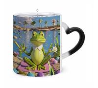 ERSTSNCK Funny Yoga Frog Color Changing Mug Heat Changing Coffee Mugs Funny Magic Cup Heat Sensitive Travel Mug Novelty Coffee Cups Personalized Customized Gift Idea for Men & Women 11 Oz