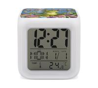 ERSTSNCK Funny Yoga Frog Night Light Alarm Clock LED Display Alarms for Bedroom Smart Digital Alarm Clock Wtih 7 Colorful Ambient Lights Sleep Timer for Heavy Sleepers Simple Operation