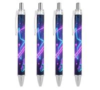 ERSTSNCK Galaxy Space Black Ballpoint Pens Fine Point (0.5mm) Black Ink Pen Retractable Ball Point Pens with Comfortable Full Grip for Journaling, And Office Writing Ideal 4 PCS