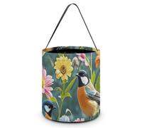 ERSTSNCK Garden with Birds And Flowers Halloween Candy Buckets Reusable Tote Candy Bag - Trick Or Treat Goody Bag with Handles