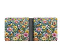ERSTSNCK Garden with Birds And Flowers Wallet for Men Bifold Rfid Blocking Slim Money Clip Front Pocket Wallet Card Holder