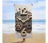 ERSTSNCK Gear Clock Beach Towel Oversized 31" X 63" Absorbent Towels Quick Dry Pool Towel Lightweight Bath Towels Sandproof Beach Blanket for Gym Swimming Sports Travel Gifts