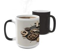 ERSTSNCK Gear Clock Color Changing Mug Heat Changing Coffee Mug Funny Magic Cup Heat Sensitive Travel Mugs Novelty Coffee Cups Personalized Customized Gift for Men Women 11 Oz