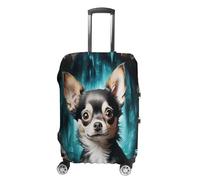 ERSTSNCK Gem Cave Chihuahua Luggage Suitcase Covers Elastic Washable Cute Luggage Protector Travel Suitcase Protective Cover For Adult (Fit 19-32 Inch Luggages) X-Large, white, M, Gem Cave Chihuahua