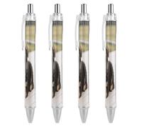 ERSTSNCK German Shepherd Puppies Black Ballpoint Pens Fine Point (0.5mm) Black Ink Pen Retractable Ball Point Pens with Comfortable Full Grip for Journaling, And Office Writing Ideal 4 PCS