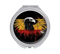 ERSTSNCK Germany Flag Eagle Compact Mirror for Purse, Double-Sided 1x/2x Magnifying Metal Pocket Makeup Mirrors, Folding Mini Vanity Mirror, Handheld Round Travel Cosmetic Mirrors for Women