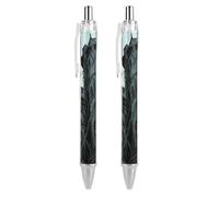 ERSTSNCK Ghost Castle Black Ballpoint Pens Fine Point (0.5mm) Black Ink Pen Retractable Ball Point Pens with Comfortable Full Grip for Journaling, And Office Writing Ideal 2 PCS