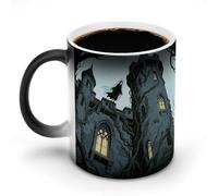 ERSTSNCK Ghost Castle Color Changing Mug 11 Oz Heat Changing Coffee Mugs Funny Magic Cup Heat Sensitive Ceramics Mug Novelty Coffee Cups Personalized Customized Gift Idea for Men & Women
