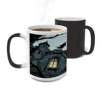 ERSTSNCK Ghost Castle Color Changing Mug Heat Changing Coffee Mug Funny Magic Cup Heat Sensitive Travel Mugs Novelty Coffee Cups Personalized Customized Gift for Men Women 11 Oz