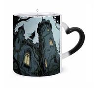 ERSTSNCK Ghost Castle Color Changing Mug Heat Changing Coffee Mugs Funny Magic Cup Heat Sensitive Travel Mug Novelty Coffee Cups Personalized Customized Gift Idea for Men & Women 11 Oz