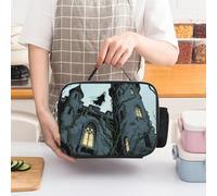 ERSTSNCK Ghost Castle Insulated Lunch Bag for Women Lunch Box Large Capacity, Leakproof Tote with Detachable Handles- 5-Hour Cold/Hot Retention Cooler Bag for Office, Picnic, Camping