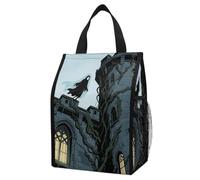 ERSTSNCK Ghost Castle Insulated Lunch Bag Leakproof Insulated Cooler Bags Reusable Cooler Tote Foldable Lunchbox for Adult Women Men for Work Travel Picnic