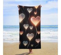 ERSTSNCK Glowing Heart Love Beach Towel Oversized 31" X 63" Absorbent Towels Quick Dry Pool Towel Lightweight Bath Towels Sandproof Beach Blanket for Gym Swimming Sports Travel Gifts
