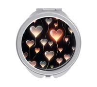 ERSTSNCK Glowing Heart Love Compact Mirror for Purse, Double-Sided 1x/2x Magnifying Metal Pocket Makeup Mirrors, Folding Mini Vanity Mirror, Handheld Round Travel Cosmetic Mirrors for Women