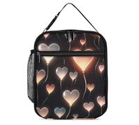 ERSTSNCK Glowing Heart Love Lunch Bag for Adults Reusable Insulated Lunchbox Leakproof Small Lunch Box Tote for Men & Women Portable Food Cooler Bag for Work, Office, Picnics