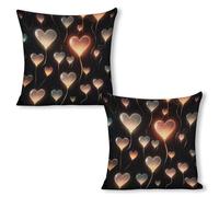 ERSTSNCK Glowing Heart Love Pillow Covers 18"x18"（2pcs） Linen Throw Pillow Covers - Double Sided Decorative Square Cushion Cases for Sofa, Bed, Chair (No Insert Included)