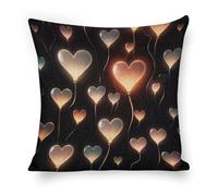 ERSTSNCK Glowing Heart Love Pillow Covers 18"x18" Linen Throw Pillow Covers - Double Sided Decorative Square Cushion Cases for Sofa, Bed, Chair (No Insert Included)