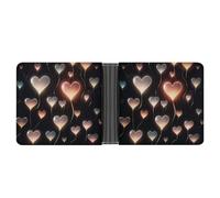 ERSTSNCK Glowing Heart Love Wallet for Men Bifold Rfid Blocking Slim Money Clip Front Pocket Wallet Card Holder