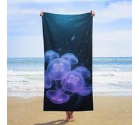 ERSTSNCK Glowing Jellyfish Beach Towel Oversized 31" X 63" Absorbent Towels Quick Dry Pool Towel Lightweight Bath Towels Sandproof Beach Blanket for Gym Swimming Sports Travel Gifts
