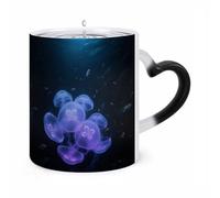 ERSTSNCK Glowing Jellyfish Color Changing Mug Heat Changing Coffee Mugs Funny Magic Cup Heat Sensitive Travel Mug Novelty Coffee Cups Personalized Customized Gift Idea for Men & Women 11 Oz