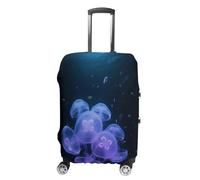 ERSTSNCK Glowing Jellyfish Luggage Suitcase Covers Elastic Washable Cute Luggage Protector Travel Suitcase Protective Cover For Adult (Fit 19-32 Inch Luggages), white, Small, Glowing Jellyfish