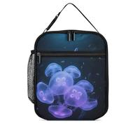 ERSTSNCK Glowing Jellyfish Lunch Bag for Adults Reusable Insulated Lunchbox Leakproof Small Lunch Box Tote for Men & Women Portable Food Cooler Bag for Work, Office, Picnics