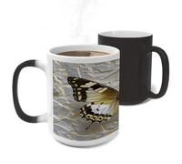 ERSTSNCK Gold And White Butterfly Color Changing Mug Heat Changing Coffee Mug Funny Magic Cup Heat Sensitive Travel Mugs Novelty Coffee Cups Personalized Customized Gift for Men Women 11 Oz