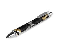 ERSTSNCK Gold White Butterflies Black Black Ballpoint Pens Fine Point (0.5mm) Black Ink Pen Retractable Ball Point Pens with Comfortable Full Grip for Journaling, And Office Writing Ideal 1 PCS