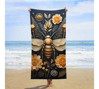 ERSTSNCK Golden Bee Beach Towel Oversized 31" X 63" Absorbent Towels Quick Dry Pool Towel Lightweight Bath Towels Sandproof Beach Blanket for Gym Swimming Sports Travel Gifts