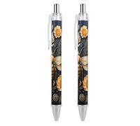 ERSTSNCK Golden Bee Black Ballpoint Pens Fine Point (0.5mm) Black Ink Pen Retractable Ball Point Pens with Comfortable Full Grip for Journaling, And Office Writing Ideal 2 PCS