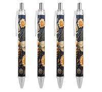 ERSTSNCK Golden Bee Black Ballpoint Pens Fine Point (0.5mm) Black Ink Pen Retractable Ball Point Pens with Comfortable Full Grip for Journaling, And Office Writing Ideal 4 PCS