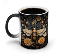 ERSTSNCK Golden Bee Color Changing Mug 11 Oz Heat Changing Coffee Mugs Funny Magic Cup Heat Sensitive Ceramics Mug Novelty Coffee Cups Personalized Customized Gift Idea for Men & Women