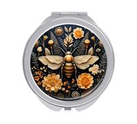 ERSTSNCK Golden Bee Compact Mirror for Purse, Double-Sided 1x/2x Magnifying Metal Pocket Makeup Mirrors, Folding Mini Vanity Mirror, Handheld Round Travel Cosmetic Mirrors for Women