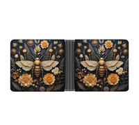 ERSTSNCK Golden Bee Wallet for Men Bifold Rfid Blocking Slim Money Clip Front Pocket Wallet Card Holder