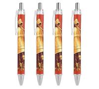 ERSTSNCK Golden Bell Black Ballpoint Pens Fine Point (0.5mm) Black Ink Pen Retractable Ball Point Pens with Comfortable Full Grip for Journaling, And Office Writing Ideal 4 PCS