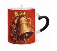 ERSTSNCK Golden Bell Color Changing Mug Heat Changing Coffee Mugs Funny Magic Cup Heat Sensitive Travel Mug Novelty Coffee Cups Personalized Customized Gift Idea for Men & Women 11 Oz