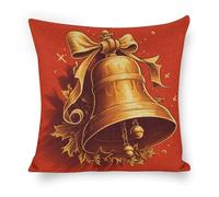 ERSTSNCK Golden Bell Pillow Covers 18"x18" Linen Throw Pillow Covers - Double Sided Decorative Square Cushion Cases for Sofa, Bed, Chair (No Insert Included)