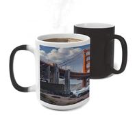 ERSTSNCK Golden Gate Bridge Color Changing Mug Heat Changing Coffee Mug Funny Magic Cup Heat Sensitive Travel Mugs Novelty Coffee Cups Personalized Customized Gift for Men Women 11 Oz