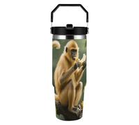 ERSTSNCK Golden Monkey 30oz Tumbler Large Capacity Car Cup with Handle And Straw Lid Stainless Steel Travel Mug Double Wall Vacuum Insulated Cup Leak-Proof for Outdoor Home Use