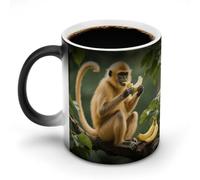 ERSTSNCK Golden Monkey Color Changing Mug 11 Oz Heat Changing Coffee Mugs Funny Magic Cup Heat Sensitive Ceramics Mug Novelty Coffee Cups Personalized Customized Gift Idea for Men & Women