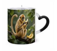 ERSTSNCK Golden Monkey Color Changing Mug Heat Changing Coffee Mugs Funny Magic Cup Heat Sensitive Travel Mug Novelty Coffee Cups Personalized Customized Gift Idea for Men & Women 11 Oz