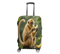 ERSTSNCK Golden Monkey Luggage Suitcase Covers Elastic Washable Cute Luggage Protector Travel Suitcase Protective Cover For Adult (Fit 19-32 Inch Luggages), white, M, Golden Monkey