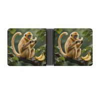 ERSTSNCK Golden Monkey Wallet for Men Bifold Rfid Blocking Slim Money Clip Front Pocket Wallet Card Holder