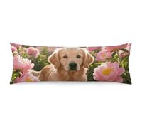 ERSTSNCK Golden Retriever & Daisy Body Pillow Pillowcase 20"x54" Lumbar Throw Pillow Covers with Hidden Zipper Breathable & Cozy Full Long Bodypillow Case Cover for Sleeping Bedroom Couch Sofa Decor