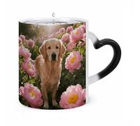 ERSTSNCK Golden Retriever & Daisy Color Changing Mug Heat Changing Coffee Mugs Funny Magic Cup Heat Sensitive Travel Mug Novelty Coffee Cups Personalized Customized Gift Idea for Men & Women 11 Oz
